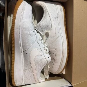 Nike Air Force One White Low-Top Sneakers with Gum Outsole